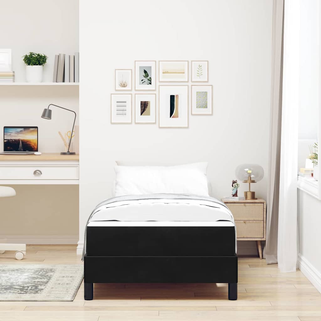 Boxspringbett mit Matratze Schwarz 90 x 200 cm Samt