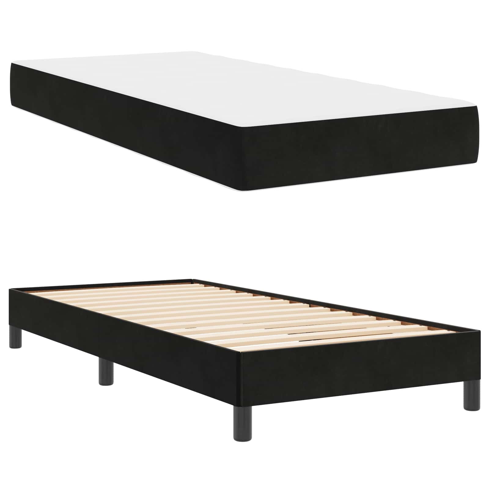 Boxspringbett mit Matratze Schwarz 90 x 200 cm Stoff