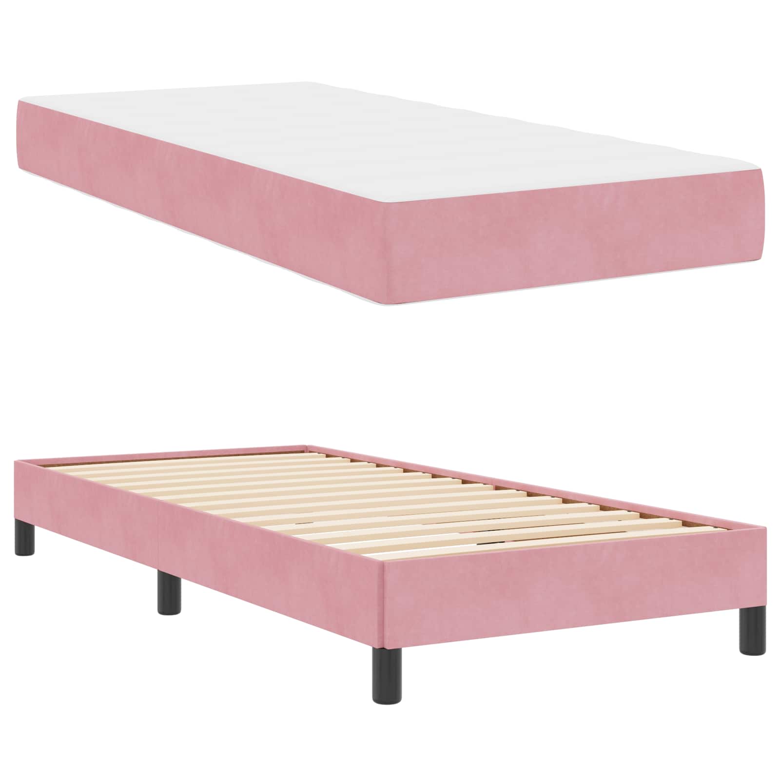 Boxspringbett mit Matratze Rosa 90 x 200 cm Stoff
