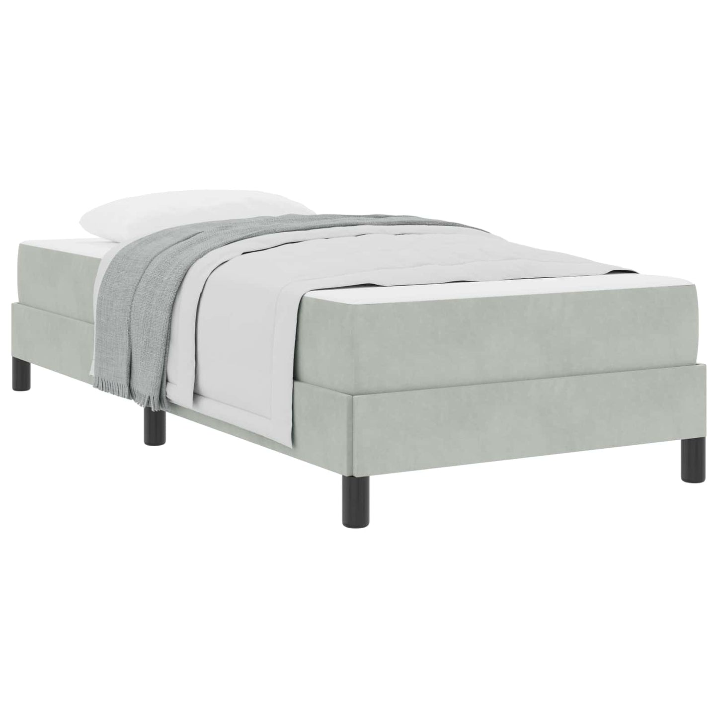 Boxspringbett mit Matratze Hellgrau 100 x 200 cm Stoff