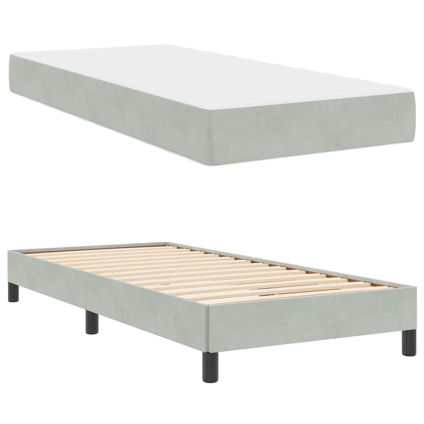 Boxspringbett mit Matratze Hellgrau 100 x 200 cm Stoff