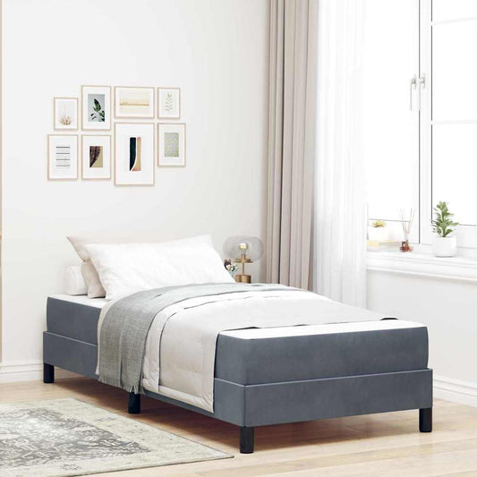 Boxspringbett mit Matratze Dunkelgrau 100 x 200 cm Samt