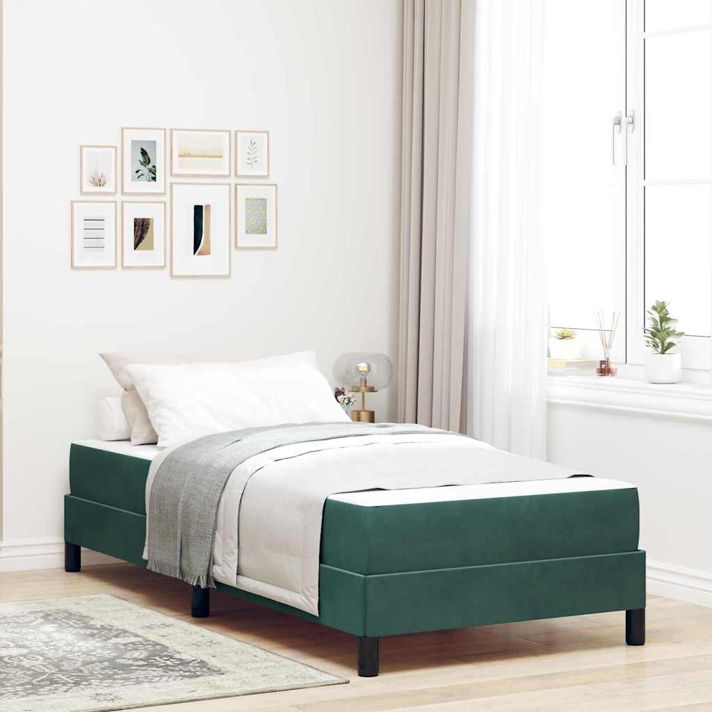 Boxspringbett mit Matratze Dunkelgrün 100 x 200 cm Stoff