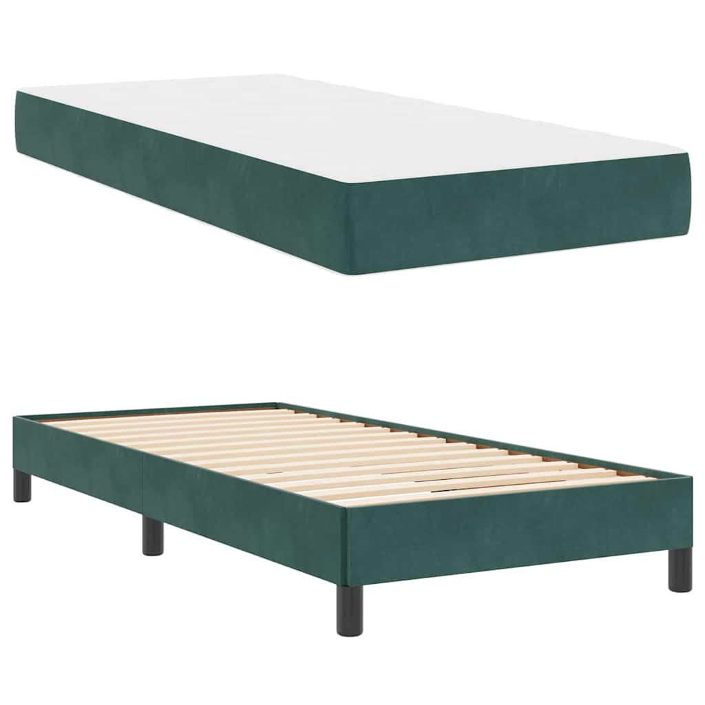 Boxspringbett mit Matratze Dunkelgrün 100 x 200 cm Stoff