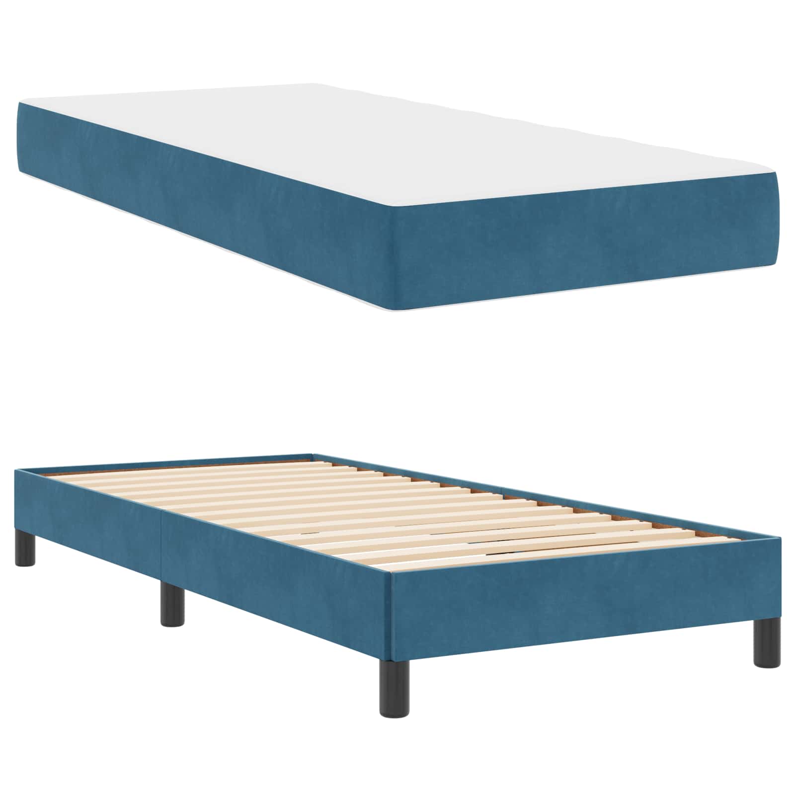 Boxspringbett mit Matratze Dunkelblau 100 x 200 cm Stoff