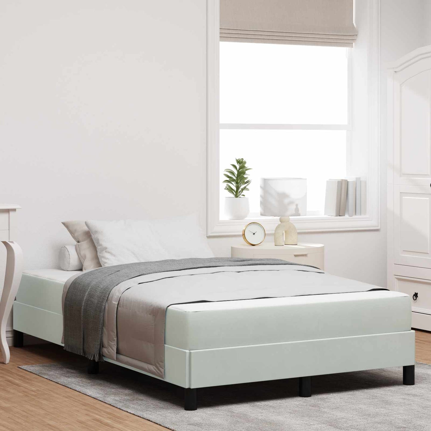 Boxspringbett mit Matratze Hellgrau 120 x 190 cm Stoff