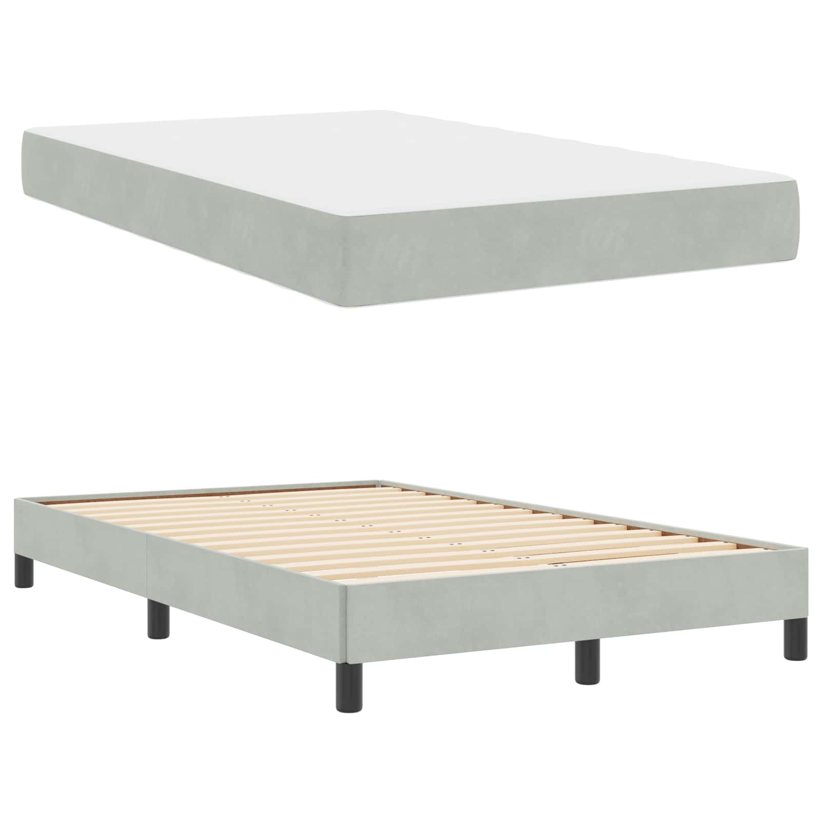 Boxspringbett mit Matratze Hellgrau 120 x 190 cm Stoff