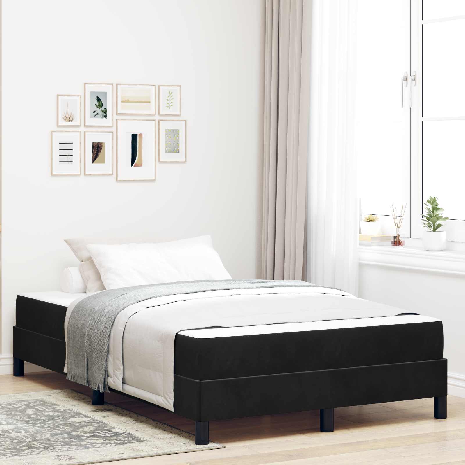 Boxspringbett mit Matratze Schwarz 120 x 190 cm Stoff