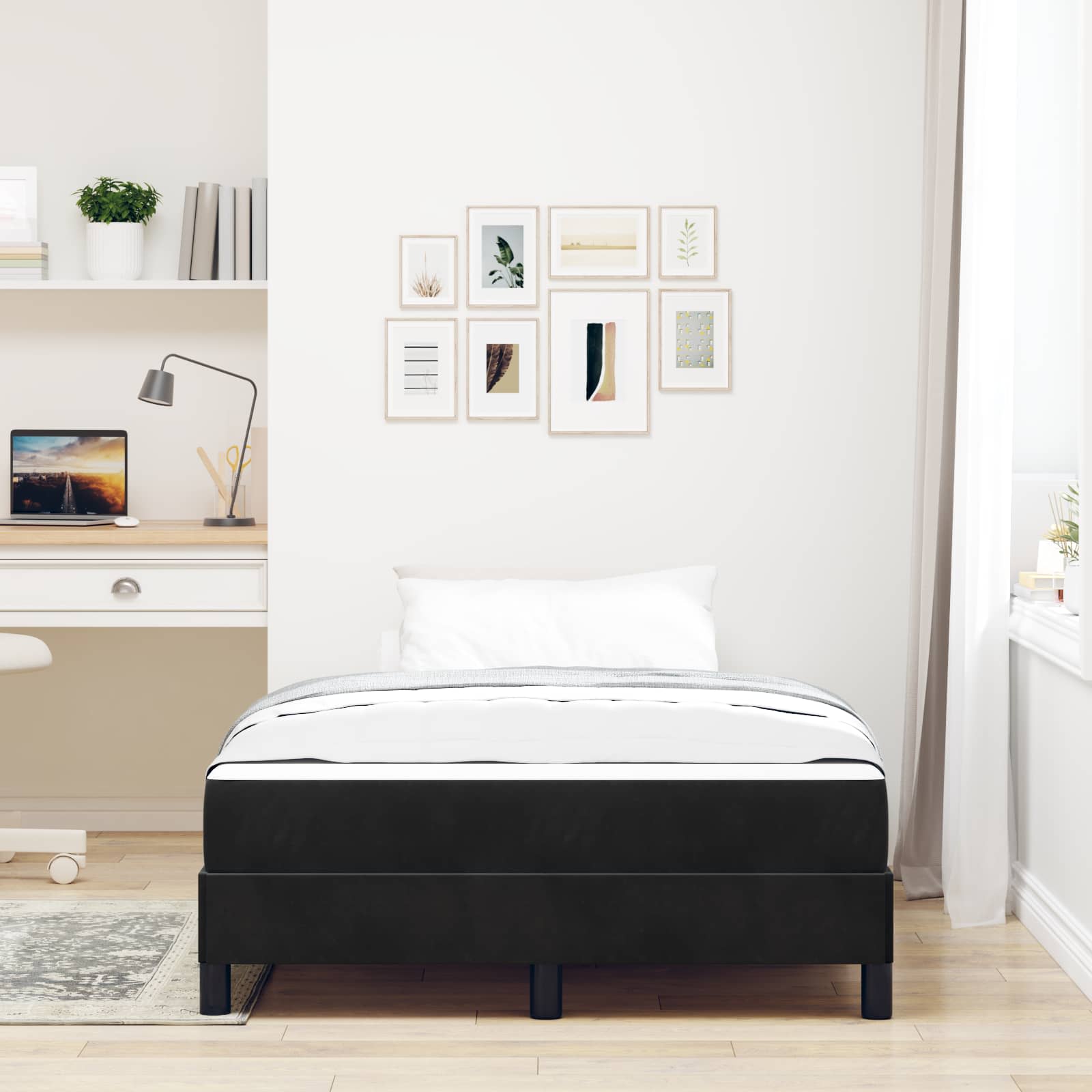 Boxspringbett mit Matratze Schwarz 120 x 190 cm Stoff