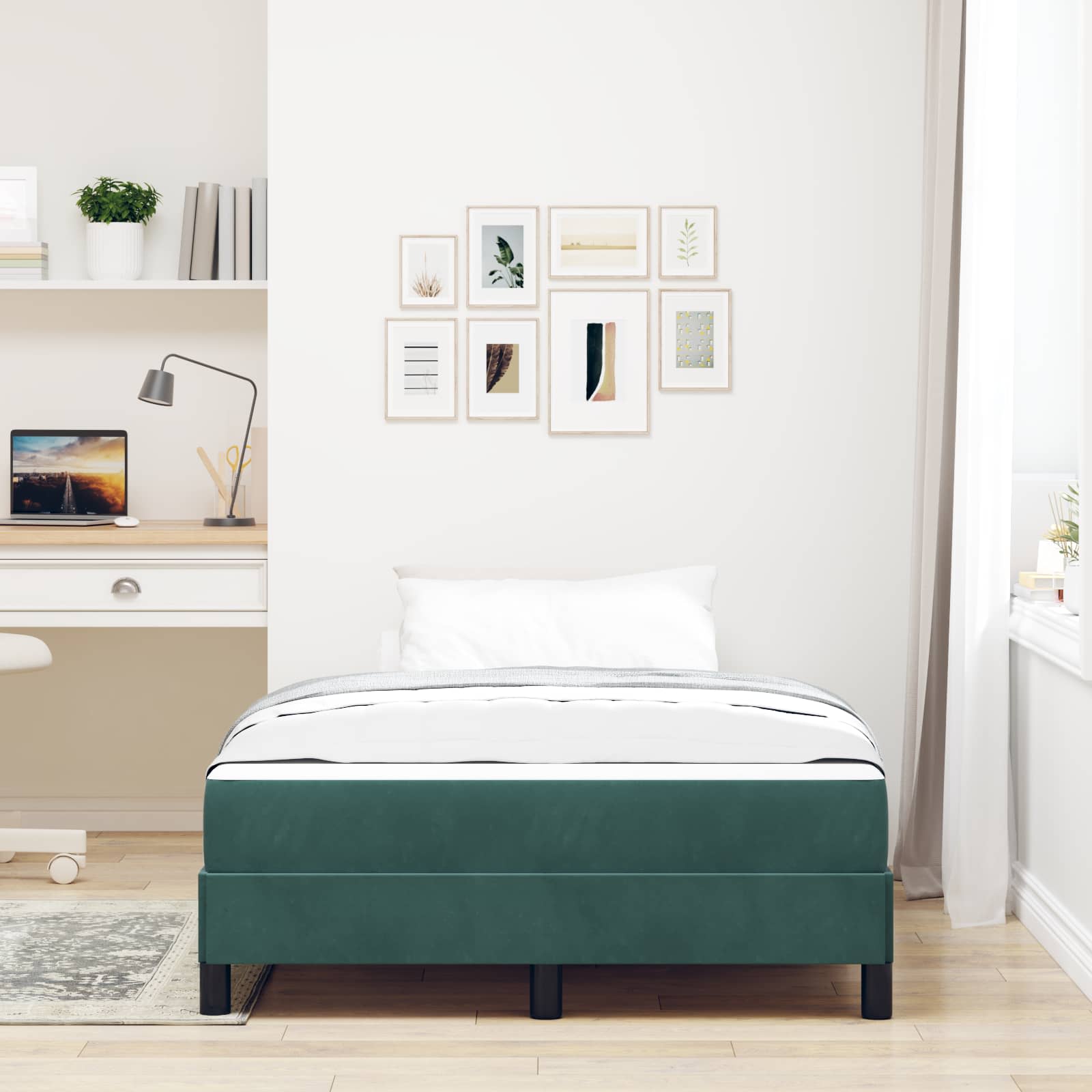 Boxspringbett mit Matratze Dunkelgrün 120 x 190 cm Stoff