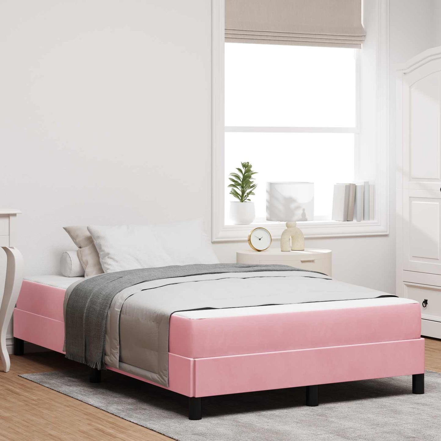 Boxspringbett mit Matratze Rosa 120 x 190 cm Stoff