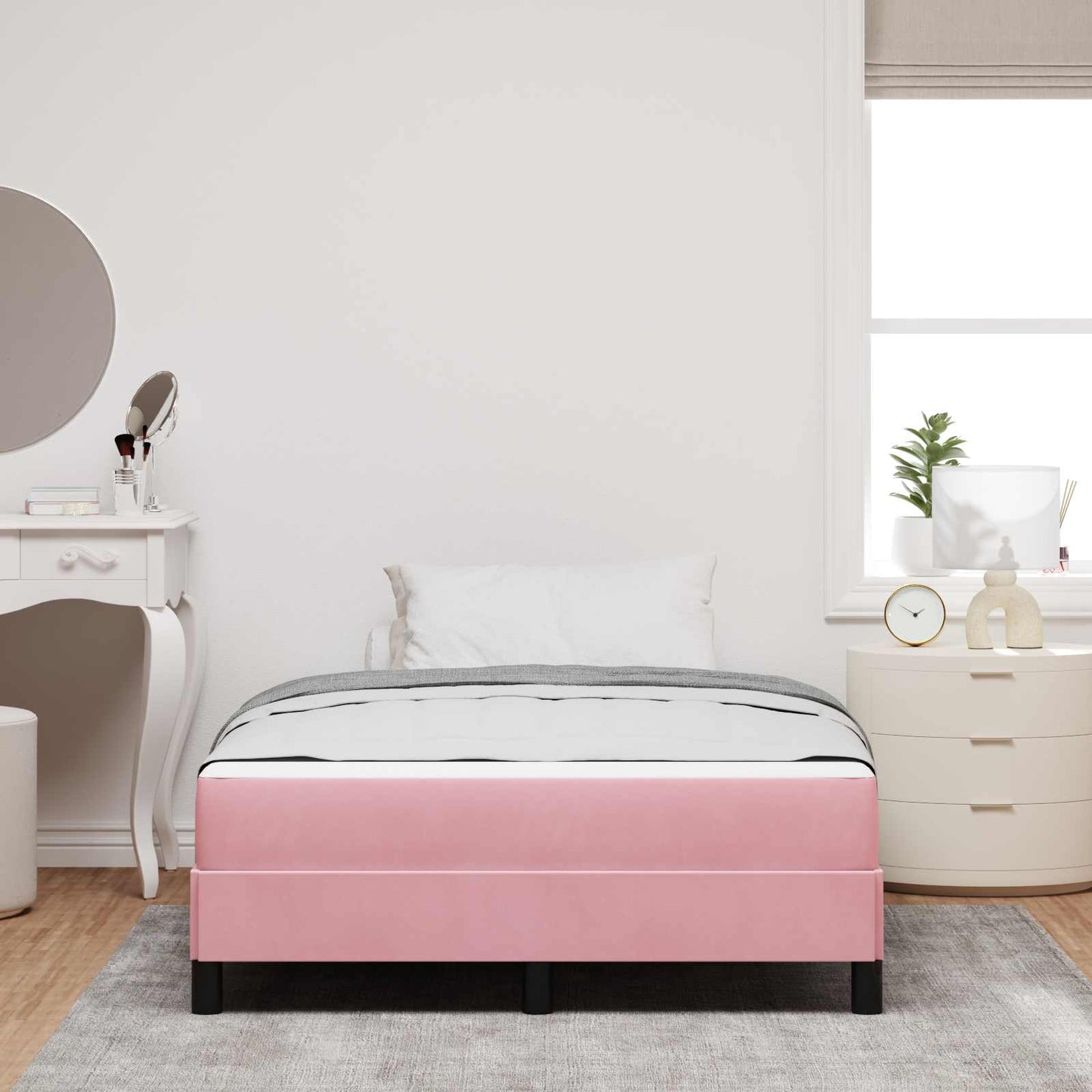 Boxspringbett mit Matratze Rosa 120 x 190 cm Stoff
