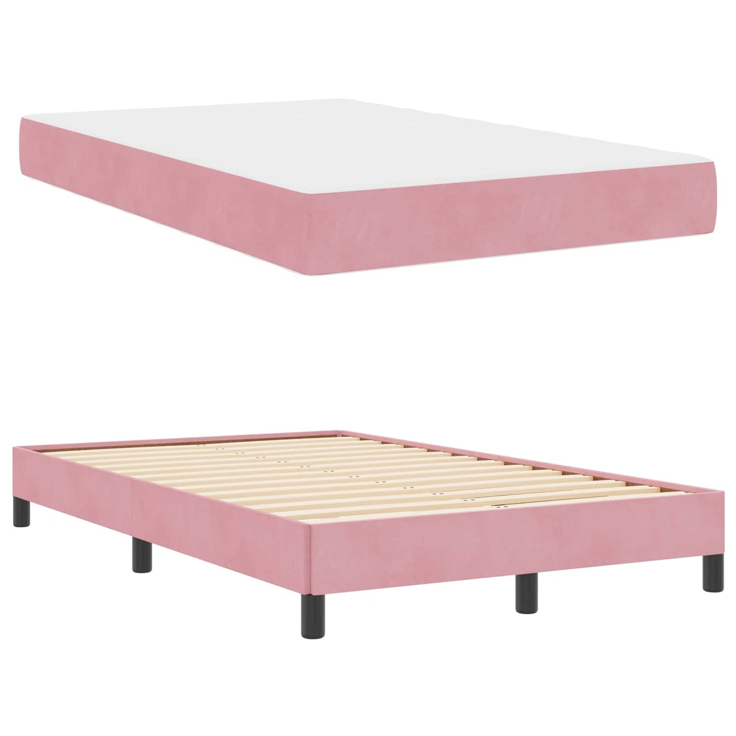Boxspringbett mit Matratze Rosa 120 x 190 cm Stoff