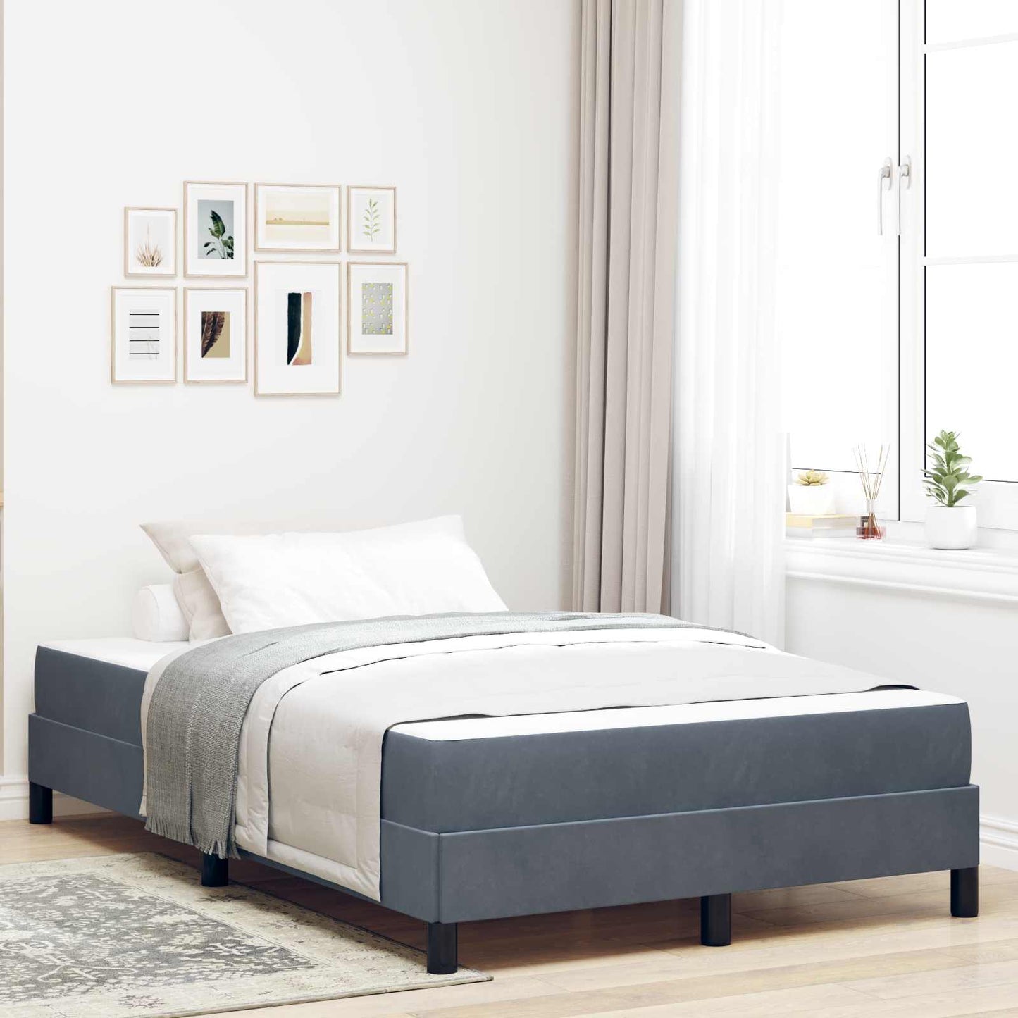 Boxspringbett mit Matratze Dunkelgrau 120 x 200 cm Stoff