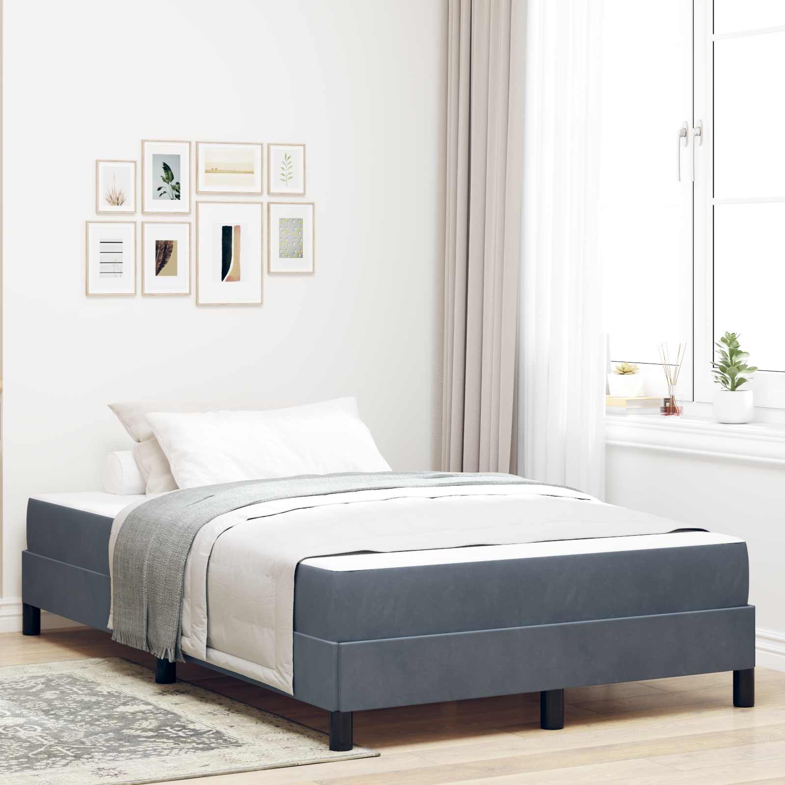 Boxspringbett mit Matratze Dunkelgrau 120 x 200 cm Stoff