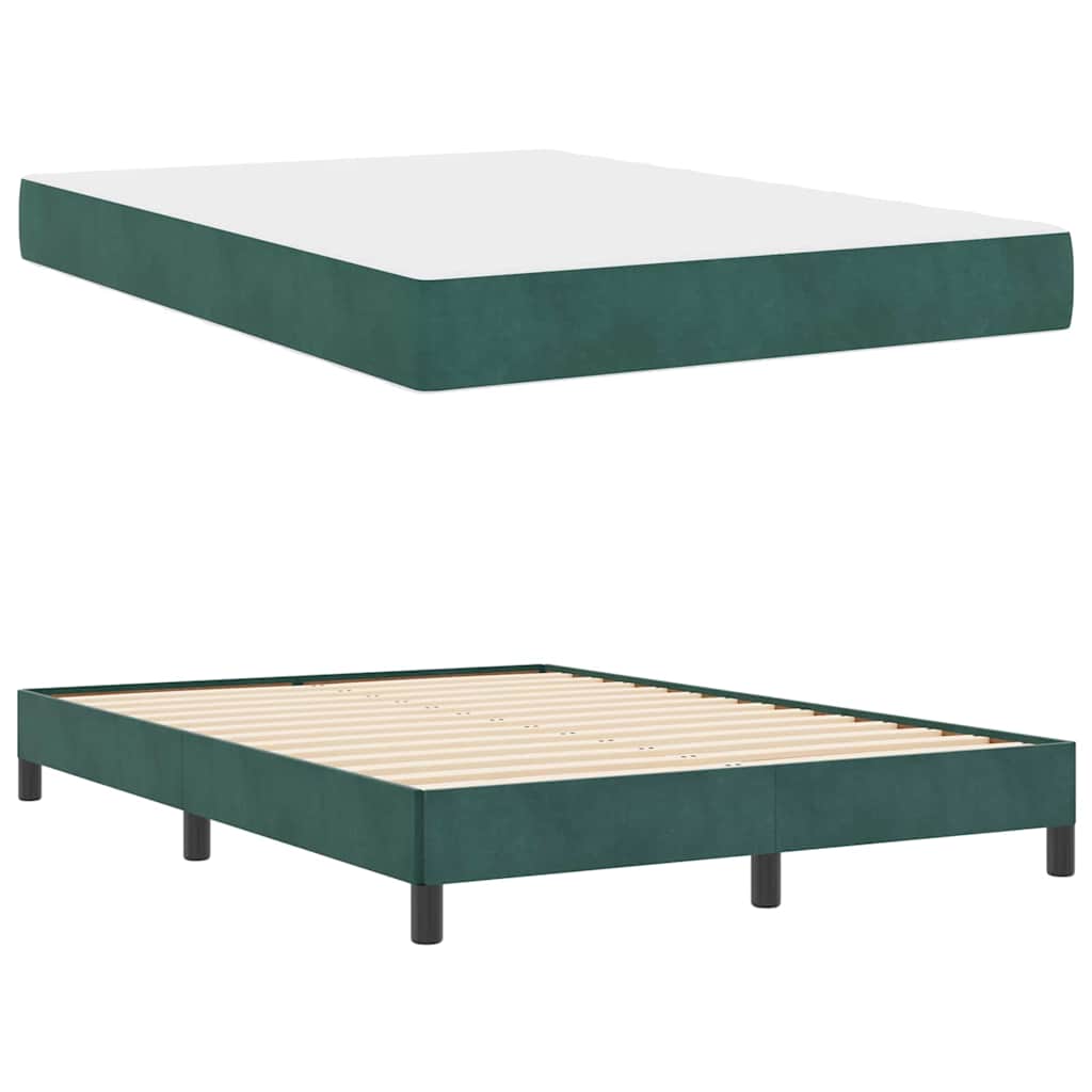Boxspringbett mit Matratze Dunkelgrün 140 x 190 cm Stoff