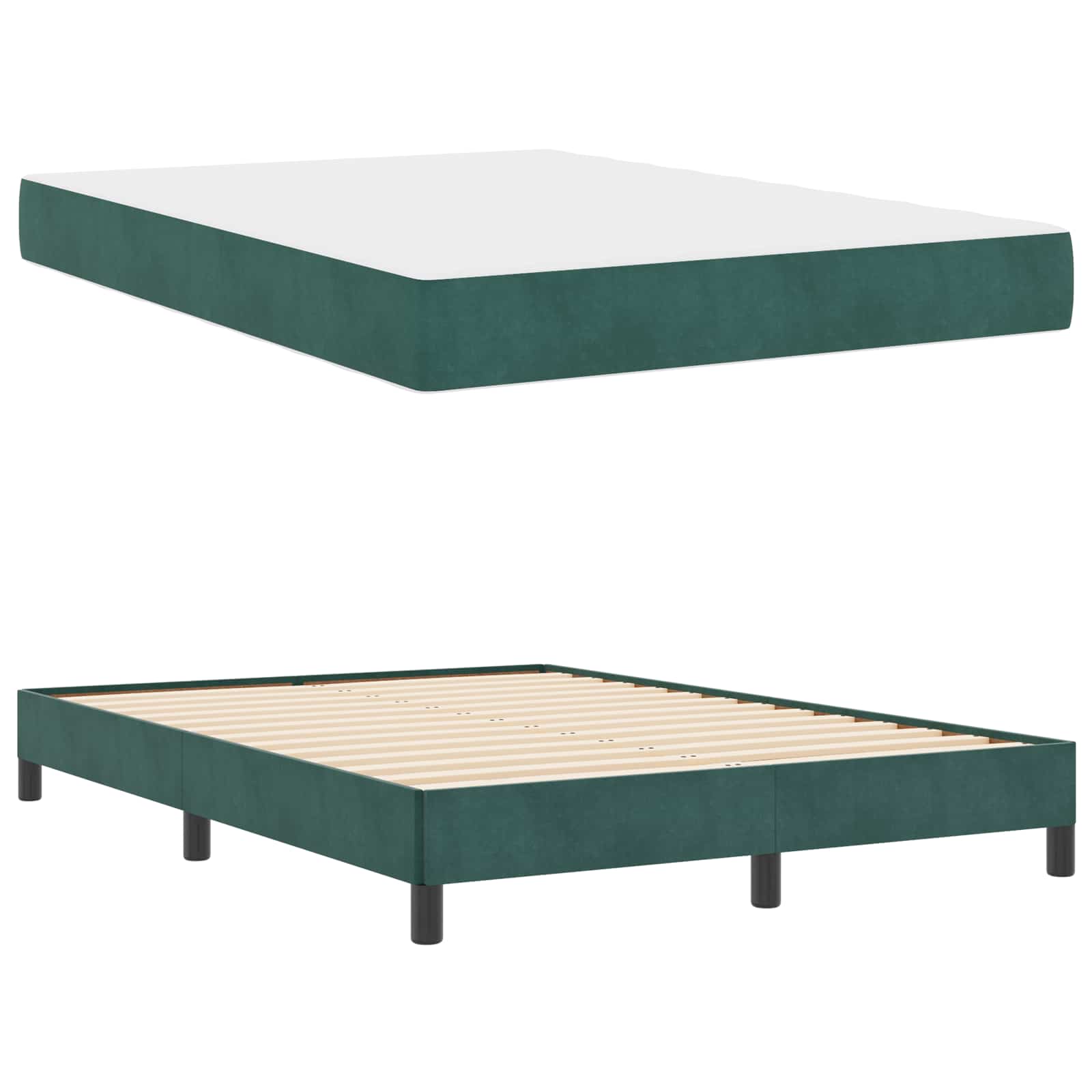 Boxspringbett mit Matratze Dunkelgrün 140 x 190 cm Stoff