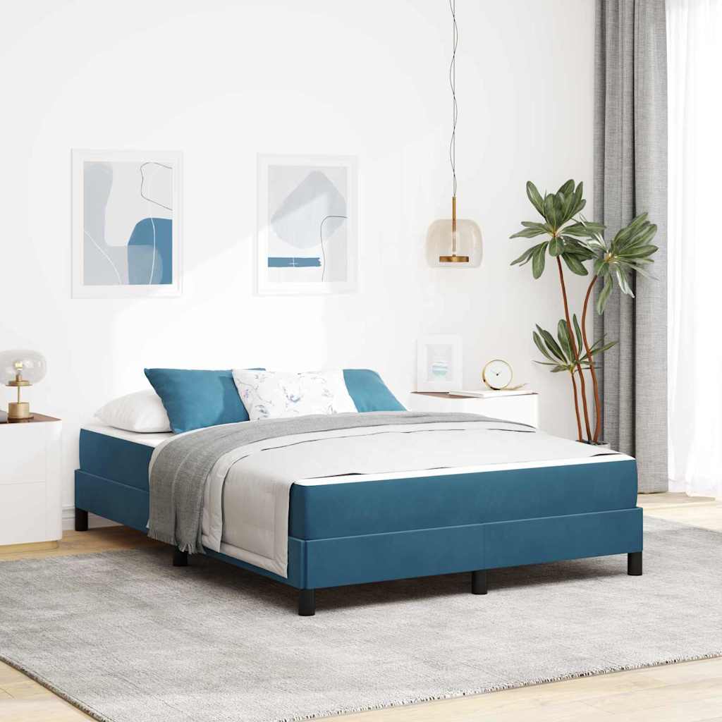 Boxspringbett mit Matratze Dunkelblau 140 x 190 cm Stoff