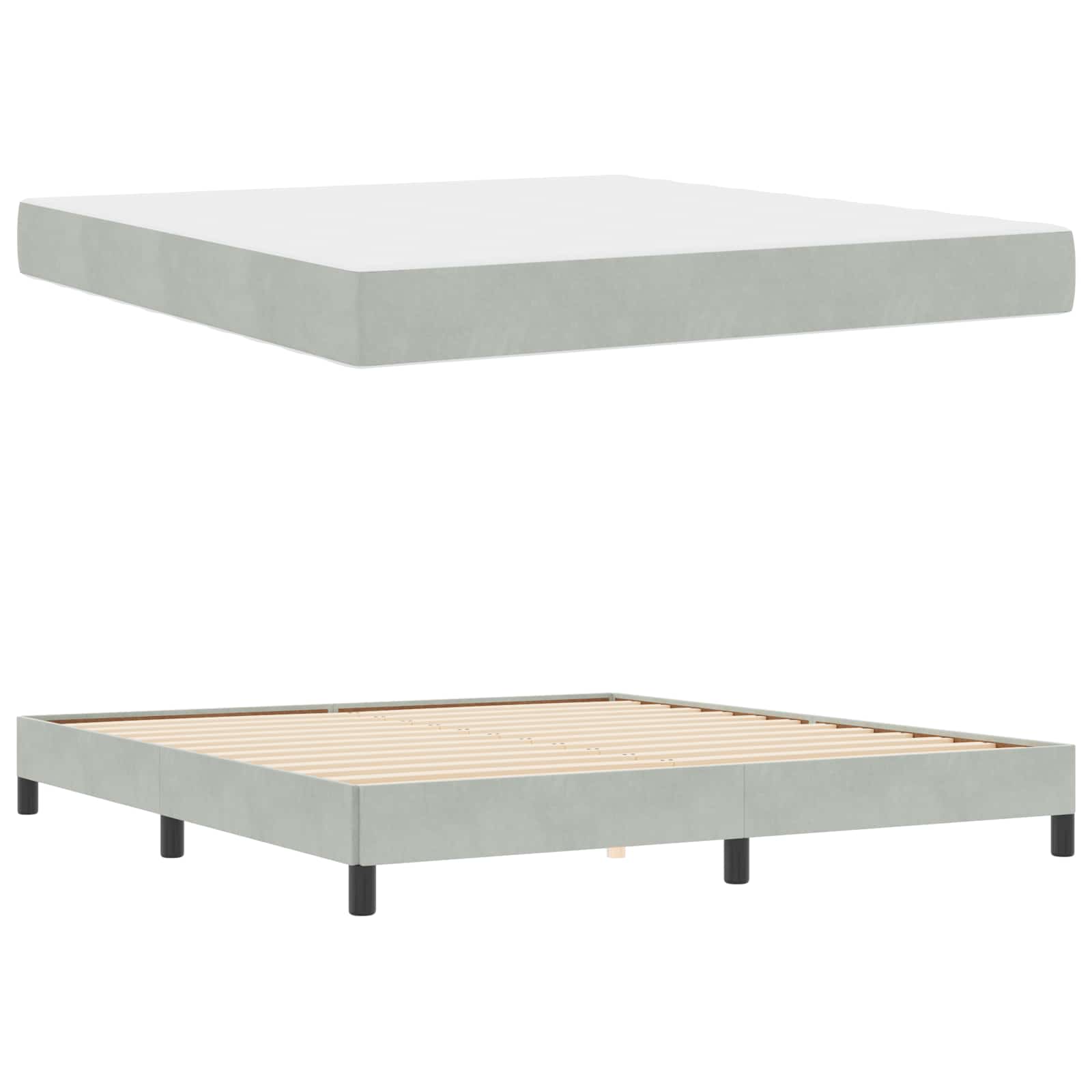 Boxspringbett mit Matratze Hellgrau 180 x 200 cm Stoff