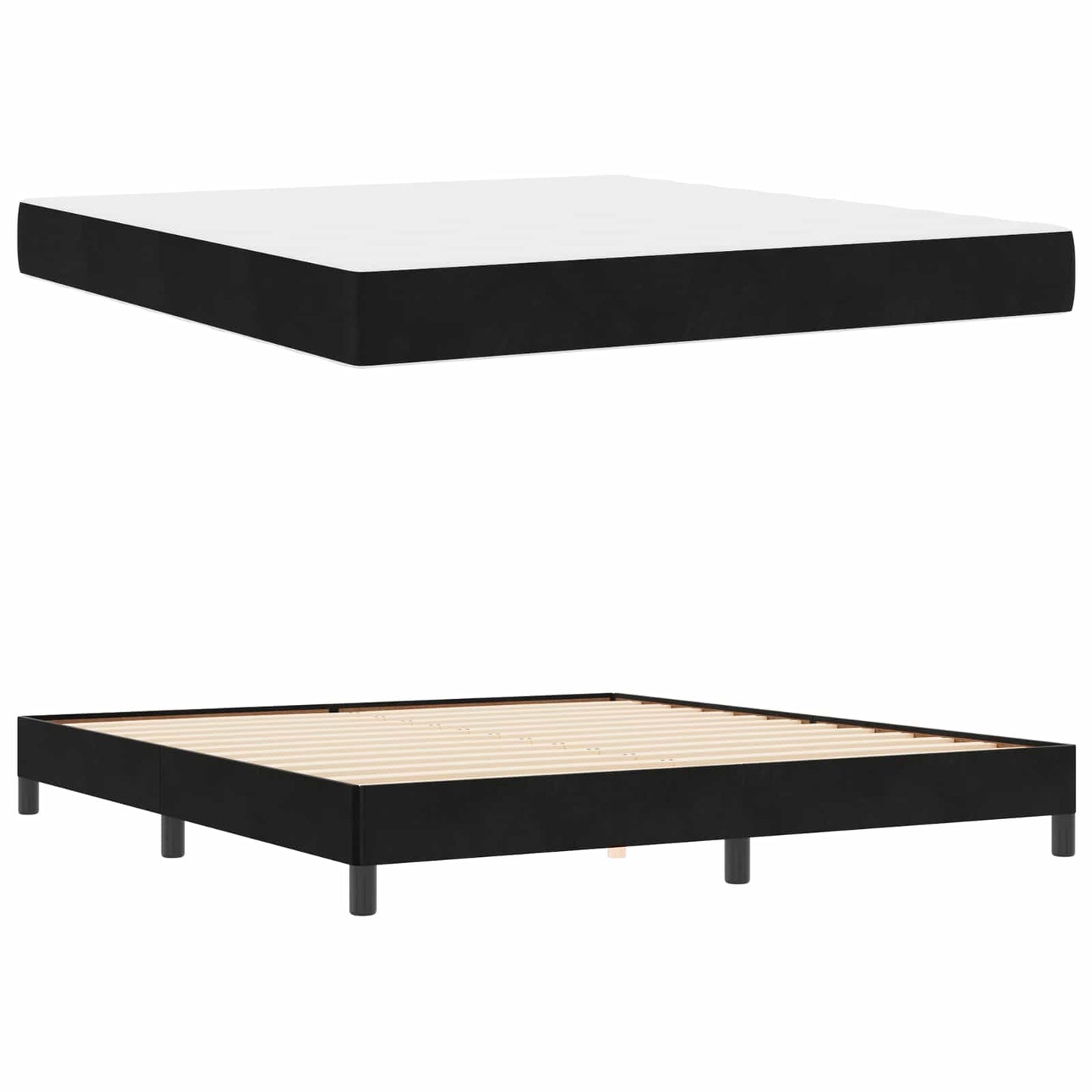 Boxspringbett mit Matratze Schwarz 180 x 200 cm Stoff