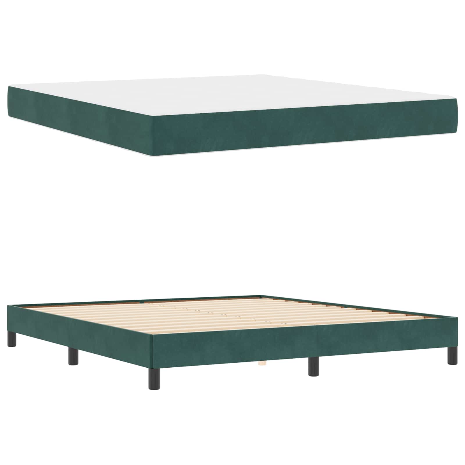 Boxspringbett mit Matratze Dunkelgrün 180 x 200 cm Stoff
