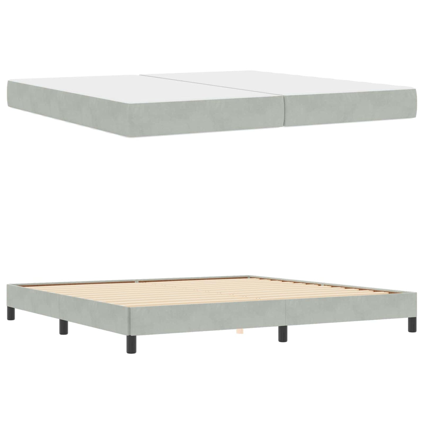 Boxspringbett mit Matratze Hellgrau 200 x 200 cm Stoff