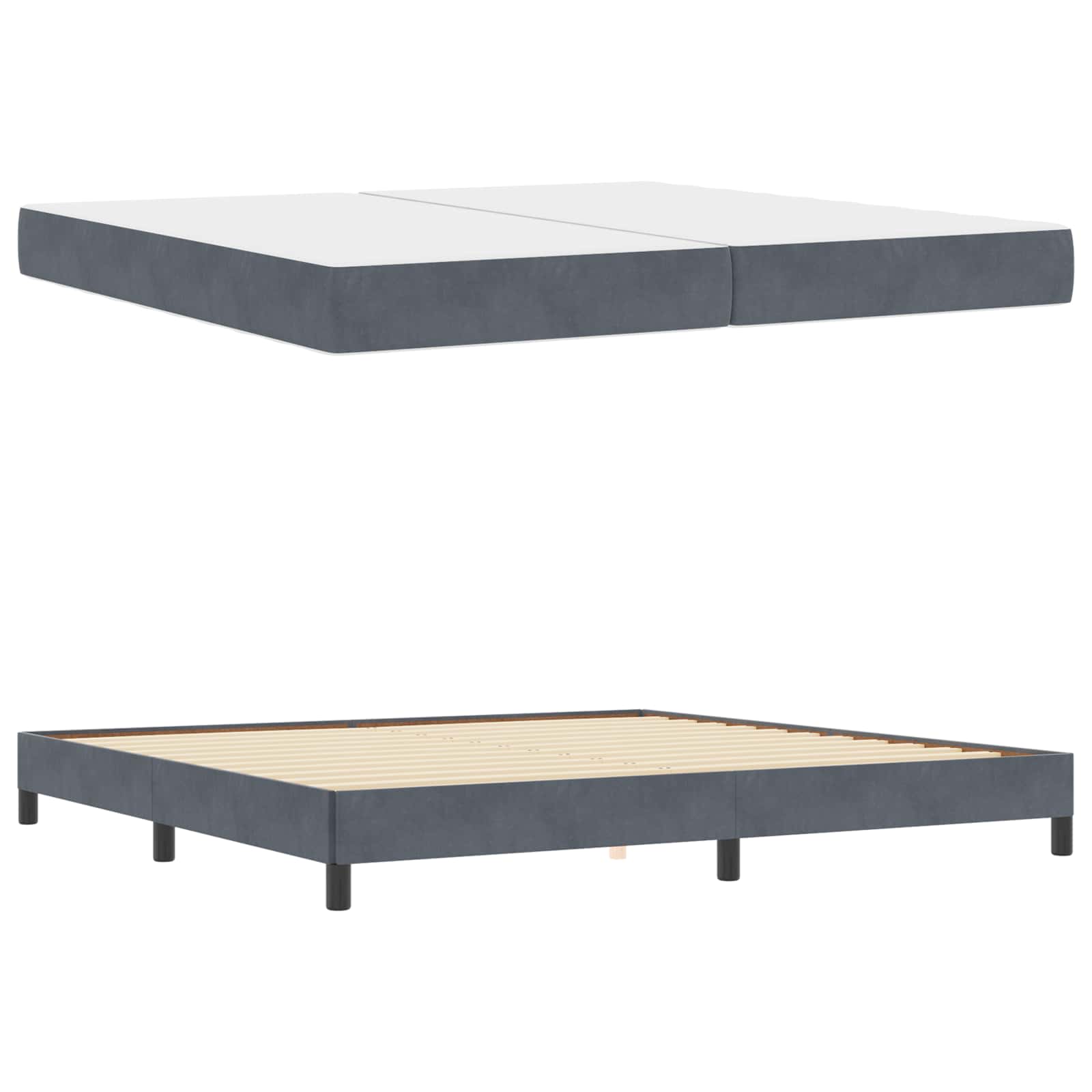 Boxspringbett mit Matratze Dunkelgrau 200 x 200 cm Stoff