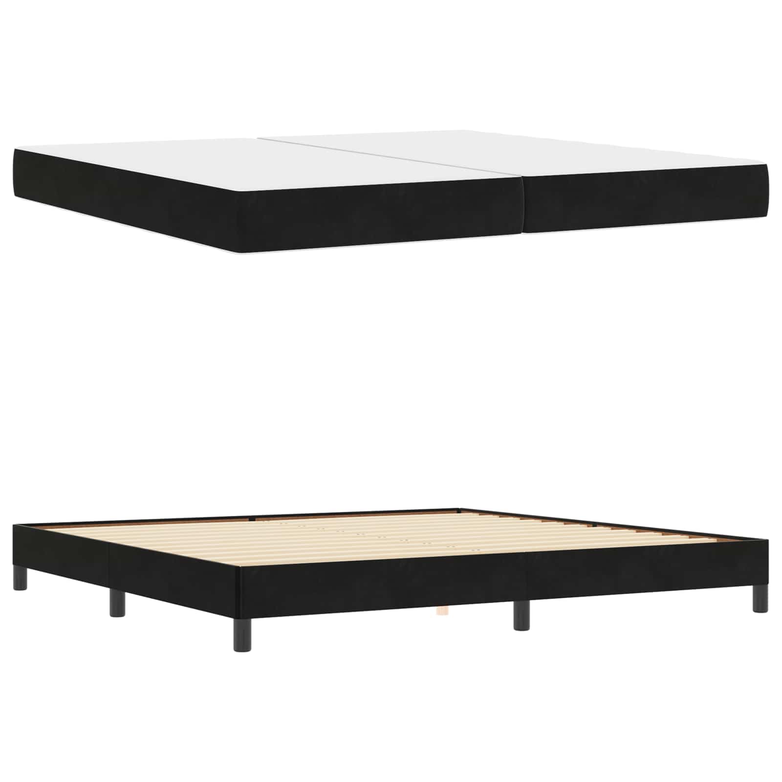 Boxspringbett mit Matratze Schwarz 200 x 200 cm Stoff