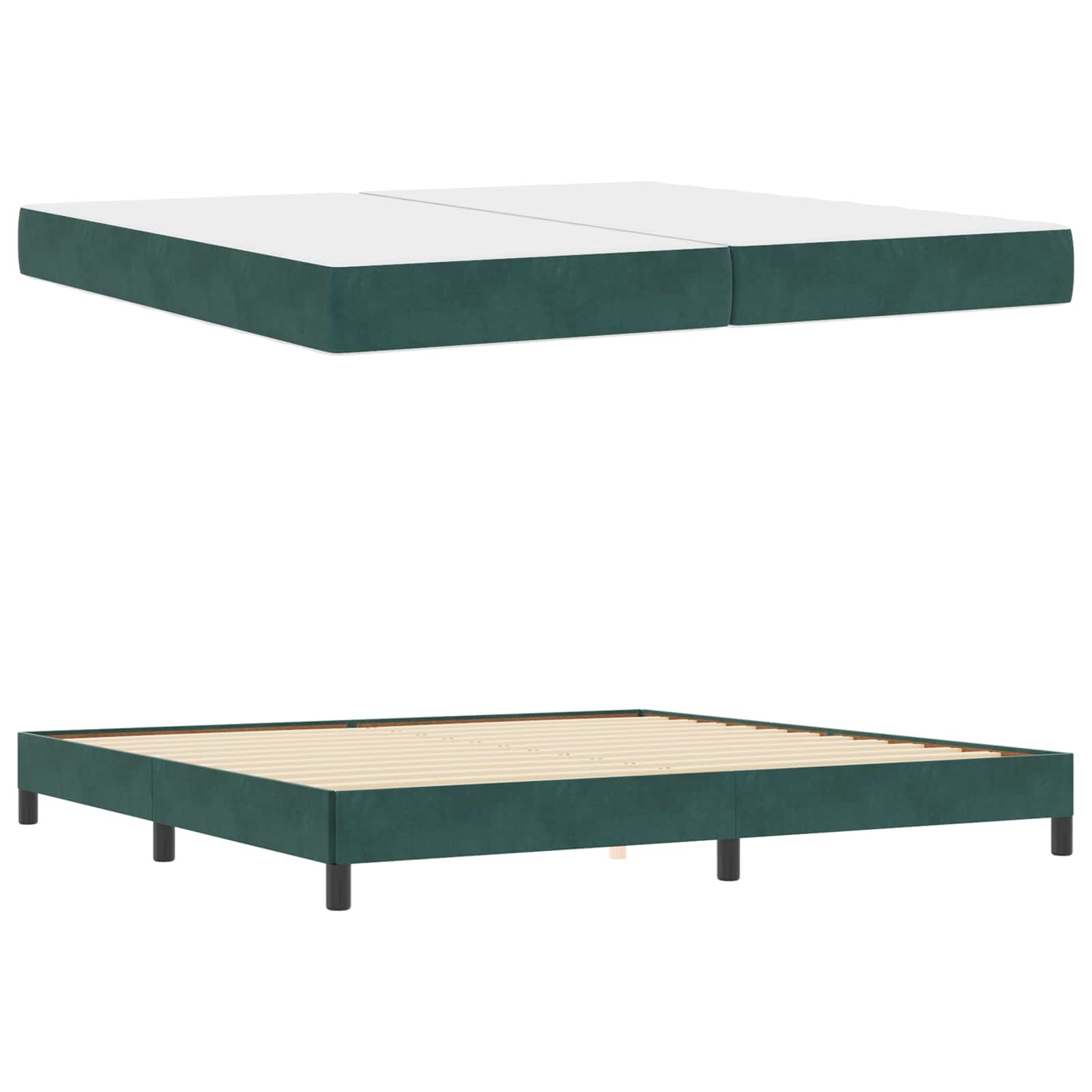 Boxspringbett mit Matratze Dunkelgrün 200 x 200 cm Stoff