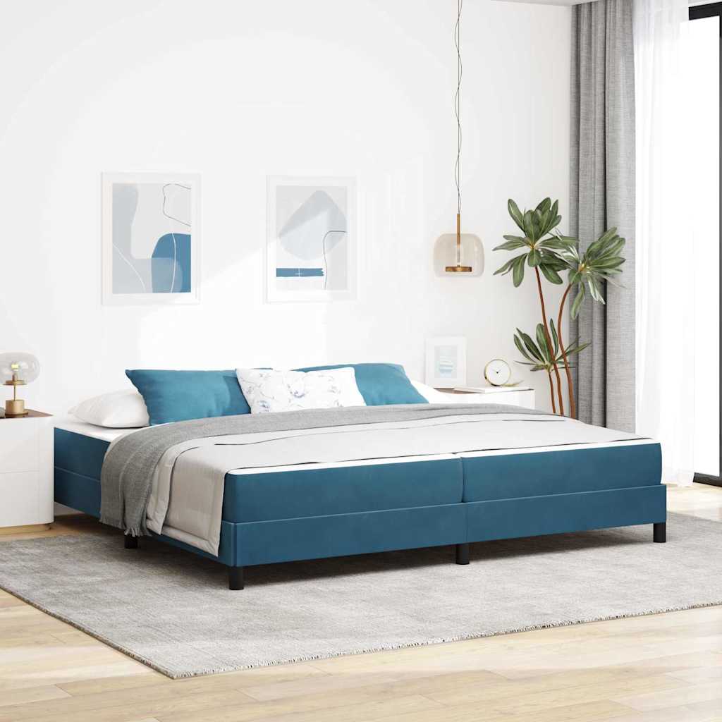 Boxspringbett mit Matratze Dunkelblau 200 x 200 cm Stoff