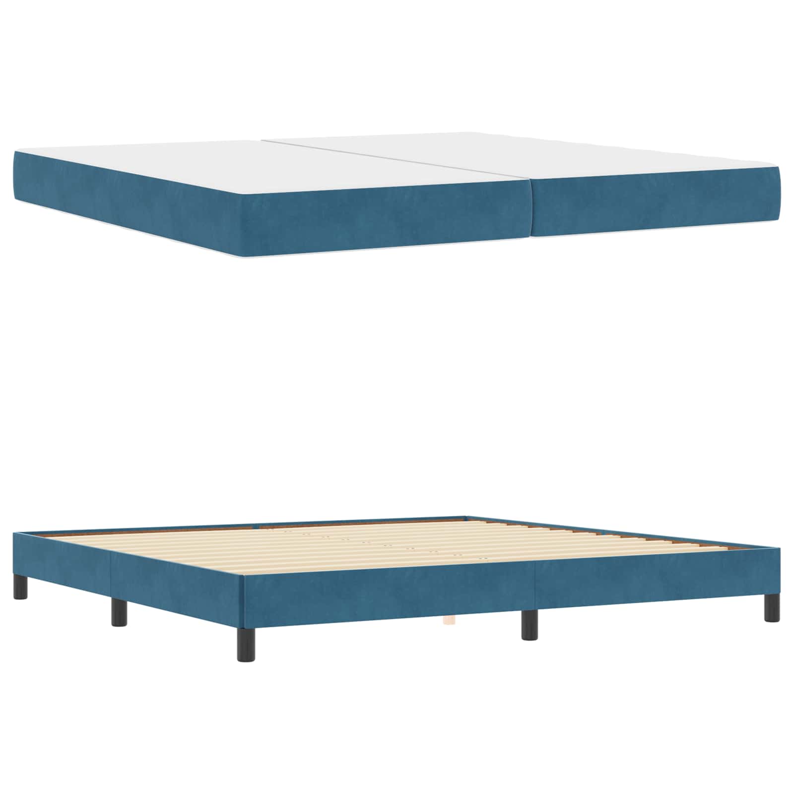 Boxspringbett mit Matratze Dunkelblau 200 x 200 cm Stoff