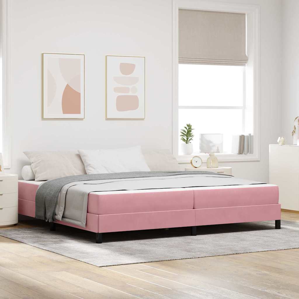 Boxspringbett mit Matratze Rosa 200 x 200 cm Stoff