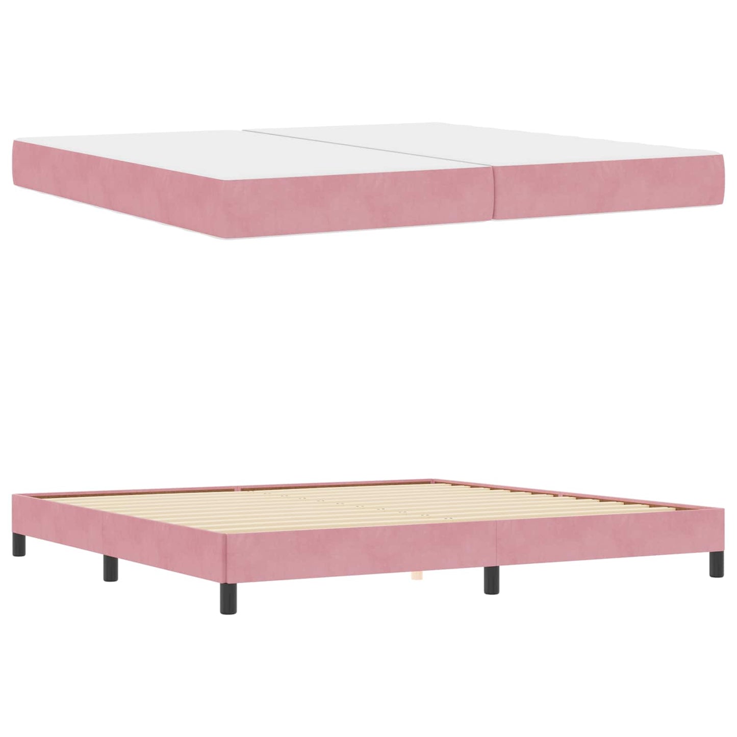 Boxspringbett mit Matratze Rosa 200 x 200 cm Stoff