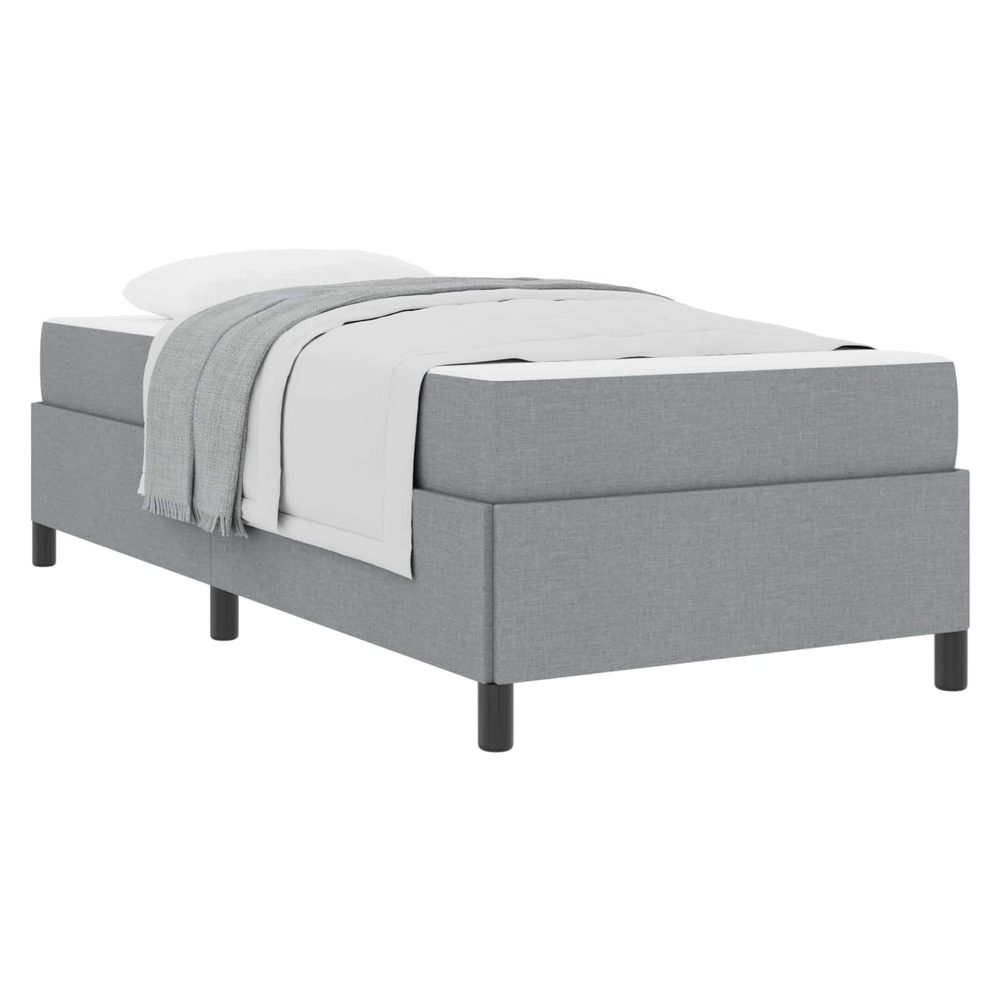 Boxspringbett Hellgrau 80 x 200 cm Stoff