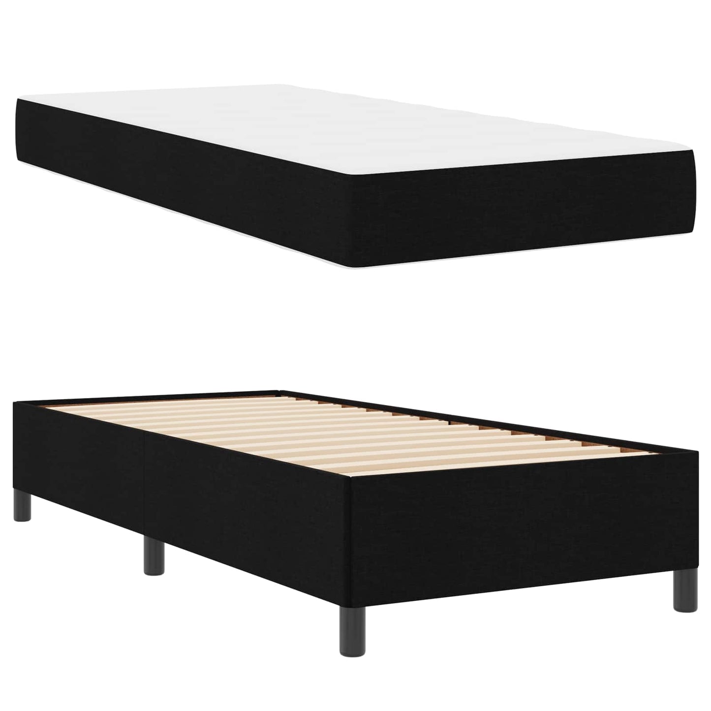 Boxspringbett mit Matratze Schwarz 90 x 190 cm Stoff