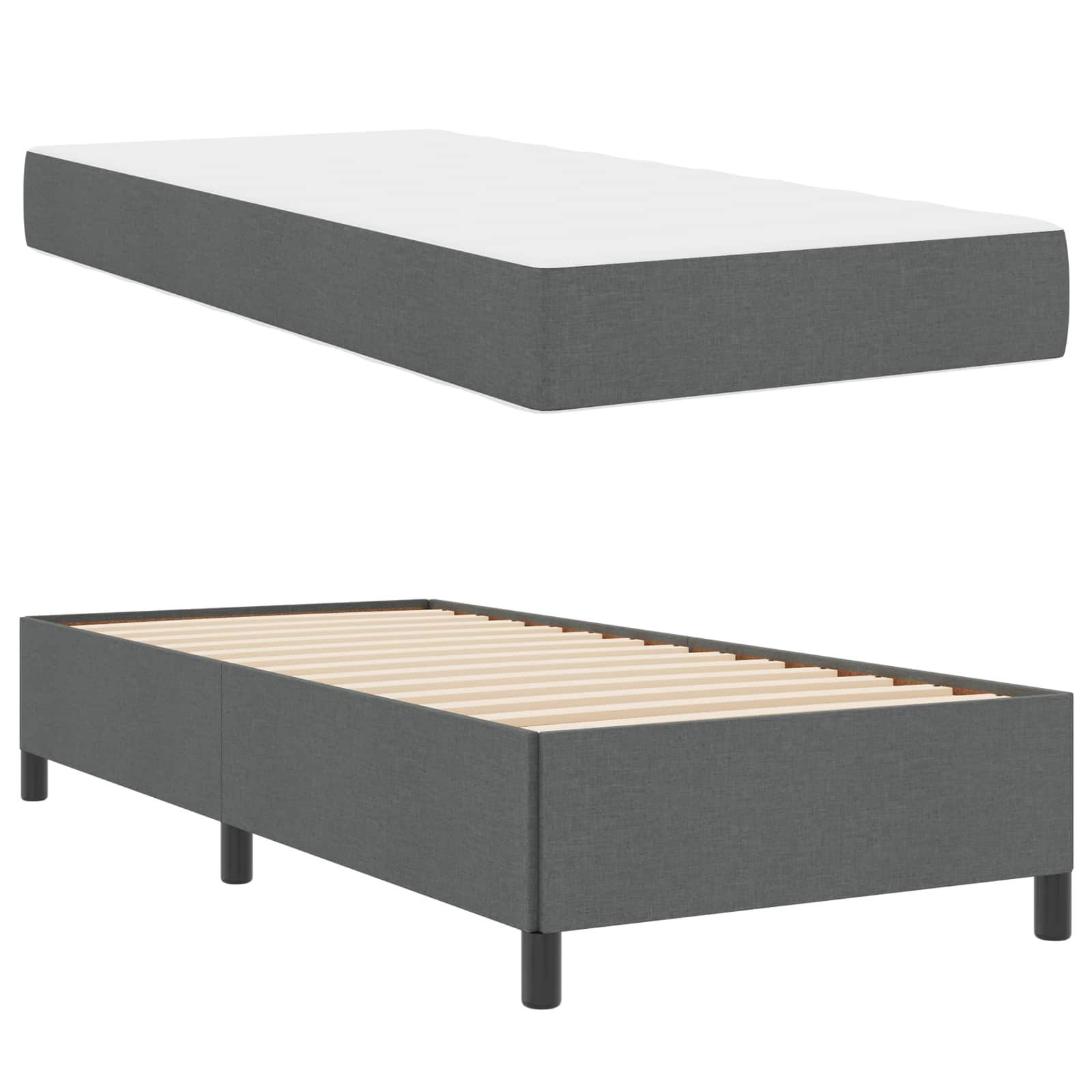 Boxspringbett Dunkelgrau 90 x 200 cm Stoff
