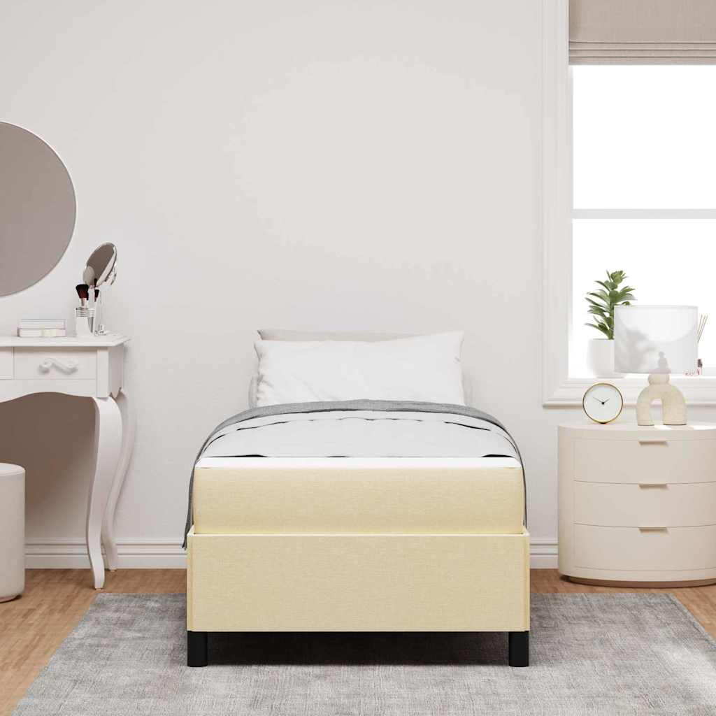 Boxspringbett Creme, Schwarz 90 x 200 cm Stoff, Ingenieurholz