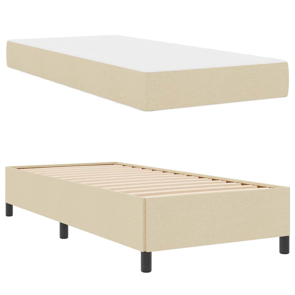 Boxspringbett Creme, Schwarz 90 x 200 cm Stoff, Ingenieurholz