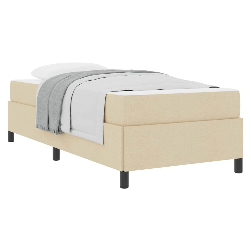 Boxspringbett Creme, Schwarz 90 x 200 cm Stoff, Ingenieurholz