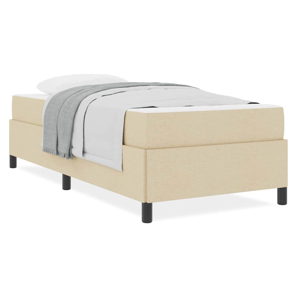 Boxspringbett Creme, Schwarz 90 x 200 cm Stoff, Ingenieurholz