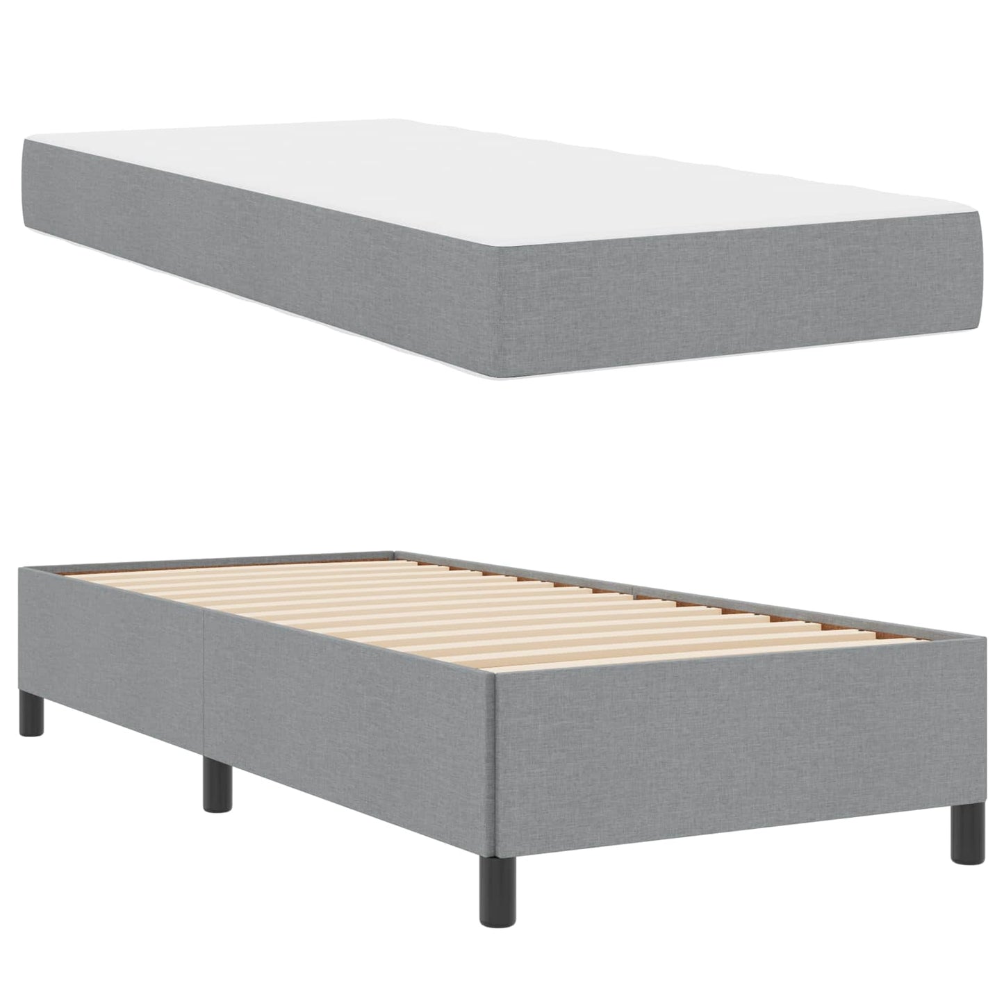 Boxspringbett Hellgrau 100 x 200 cm Stoff