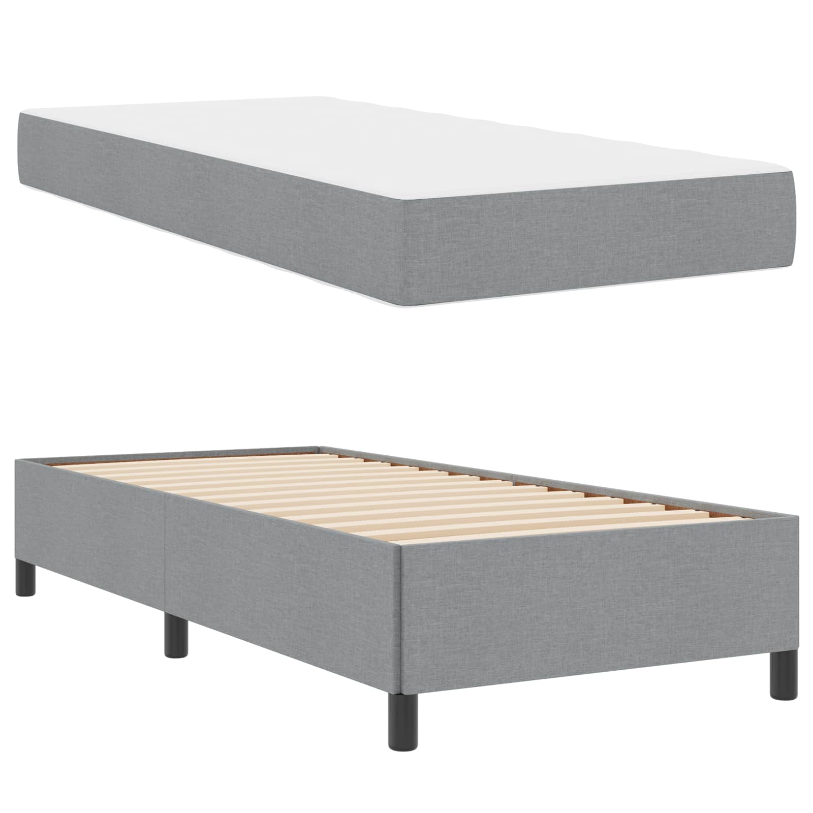 Boxspringbett Hellgrau 100 x 200 cm Stoff