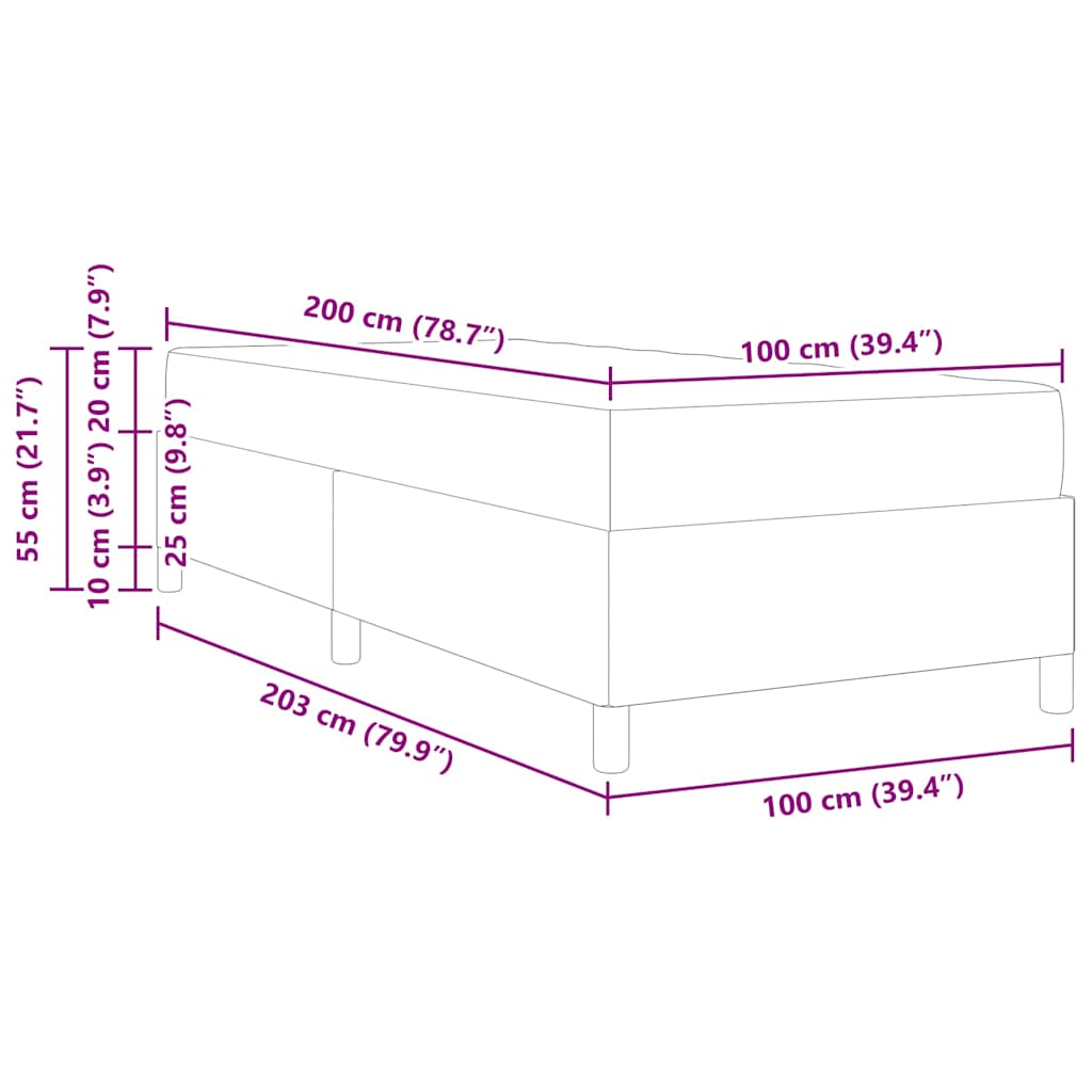 Boxspringbett Schwarz 100 x 200 cm Stoff