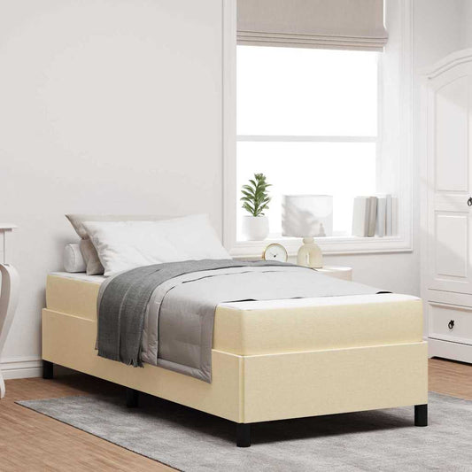 Boxspringbett Creme, Schwarz 100 x 200 cm Stoff, Ingenieurholz