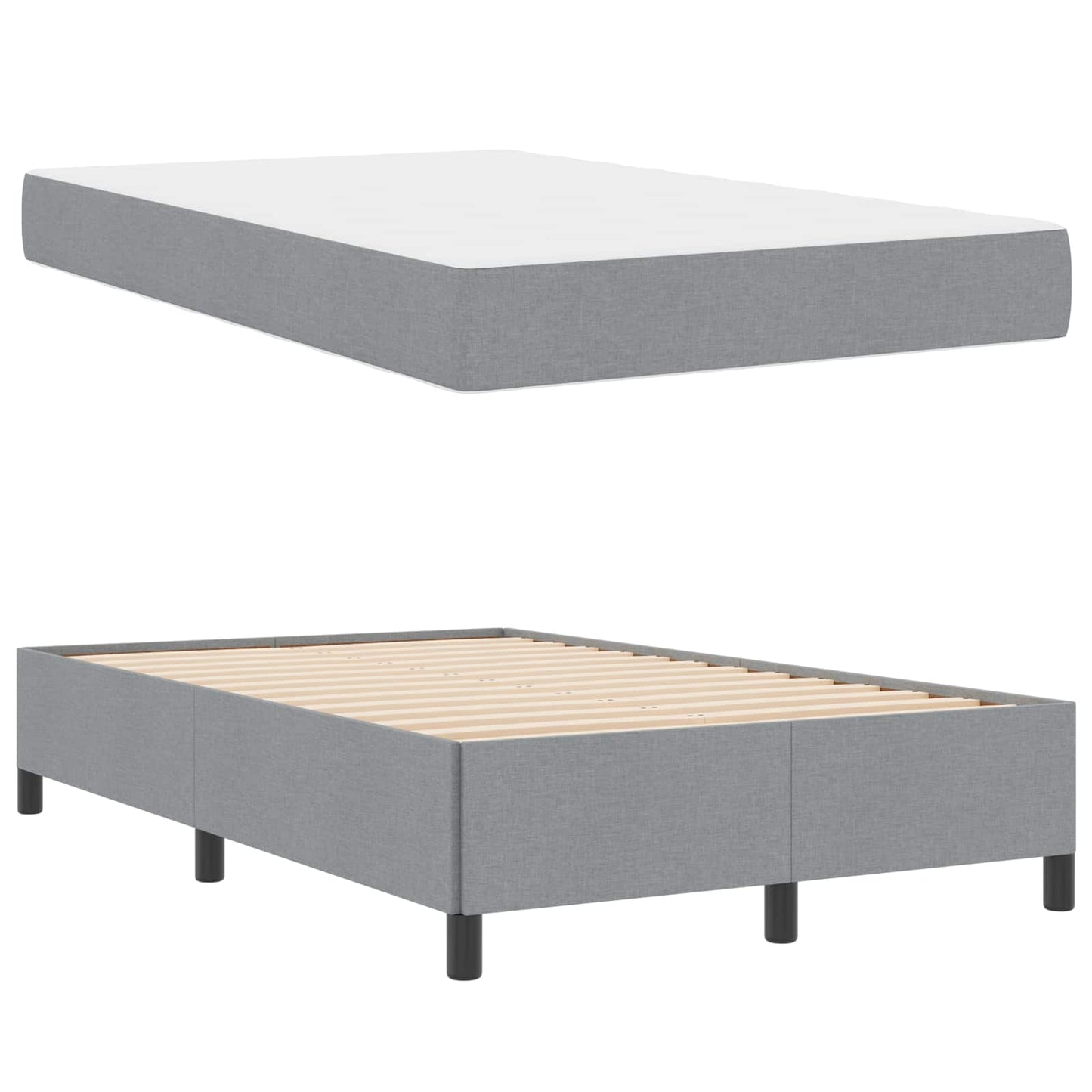 Boxspringbett Hellgrau 120 x 200 cm Stoff