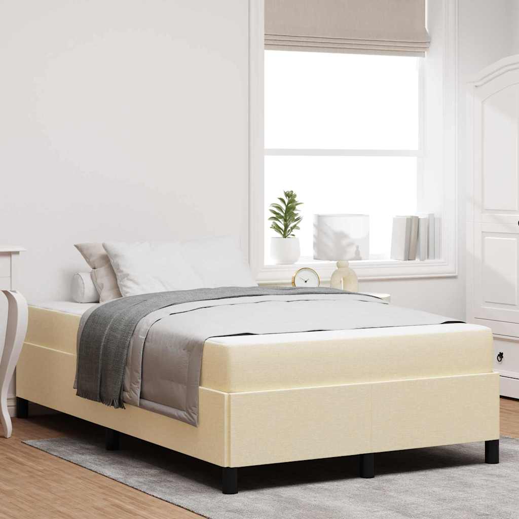 Boxspringbett Creme, Schwarz 120 x 200 cm Stoff, Ingenieurholz