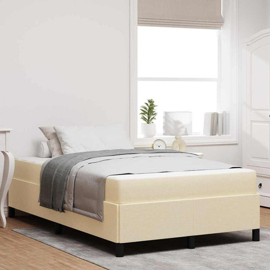 Boxspringbett Creme, Schwarz 120 x 200 cm Stoff, Ingenieurholz