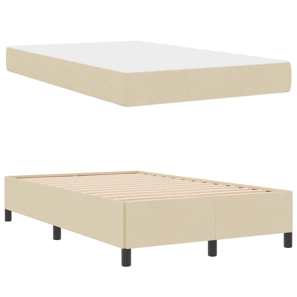 Boxspringbett Creme, Schwarz 120 x 200 cm Stoff, Ingenieurholz