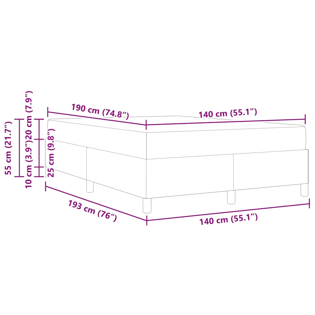 Boxspringbett Braun 140 x 190 cm Stoff, Ingenieurholz
