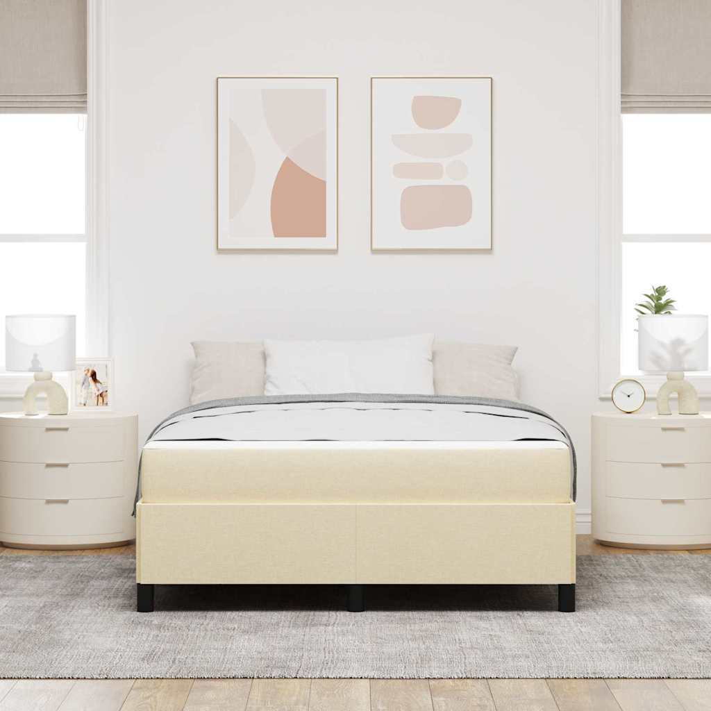 Boxspringbett Creme, Schwarz 140 x 190 cm Stoff, Ingenieurholz